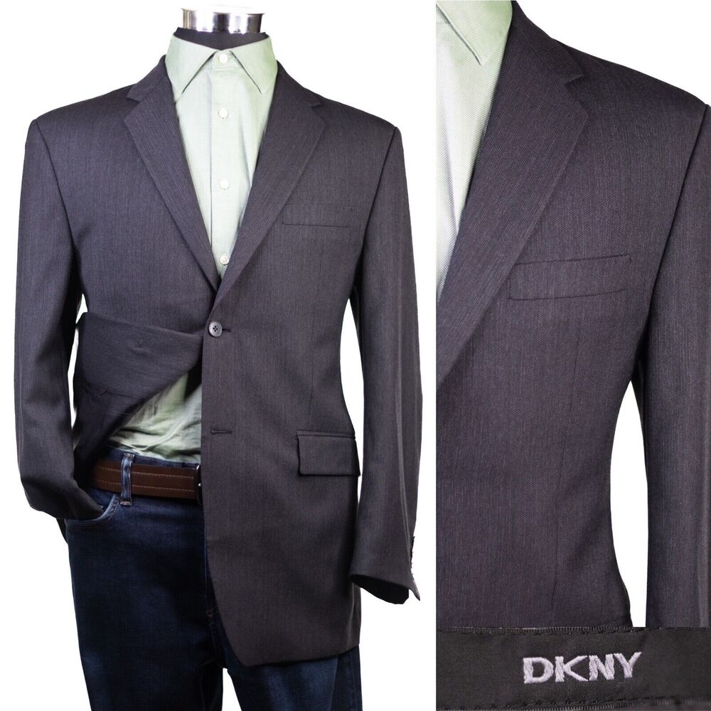 DKNY Men Blazer Jacket Sport Suit Coat Wool Two Button 41R Vent-less